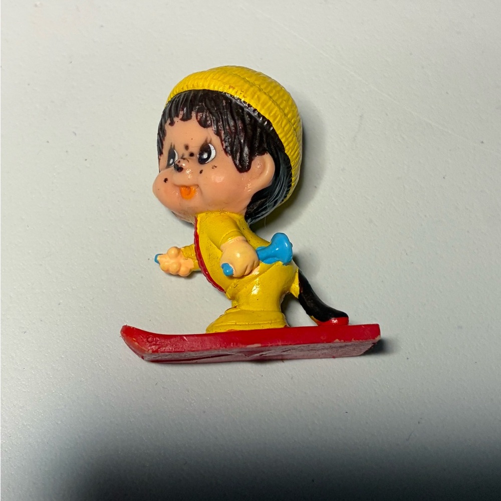 Monchhichi Skiing Monkey PVC Figure Collectible Toy Vintage 1979 Sekiguchi